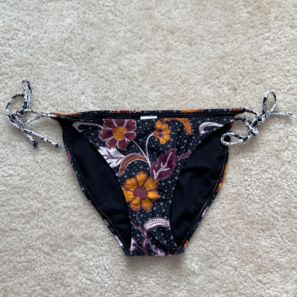 Xhilaration Black Floral High Cut Bikini Bottom